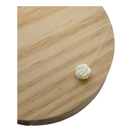 Gargantilha Flor Rosa Fio Nylon Madrepérola