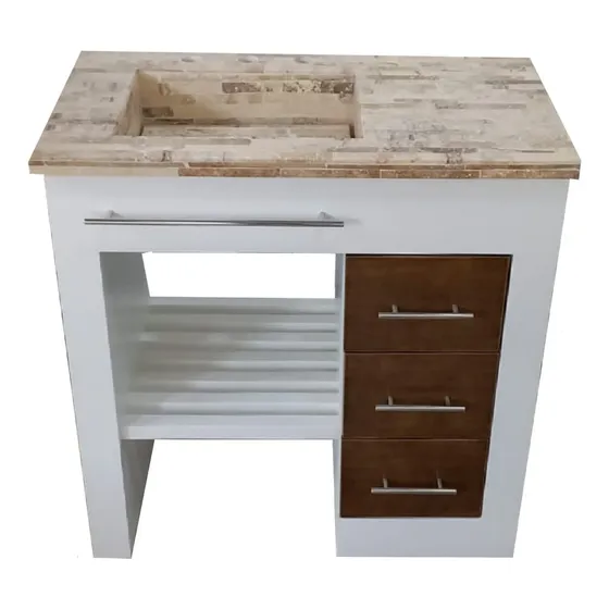 Mueble Vanitory Ny 100 Laqueado Mesada Marmol Travertino Cy