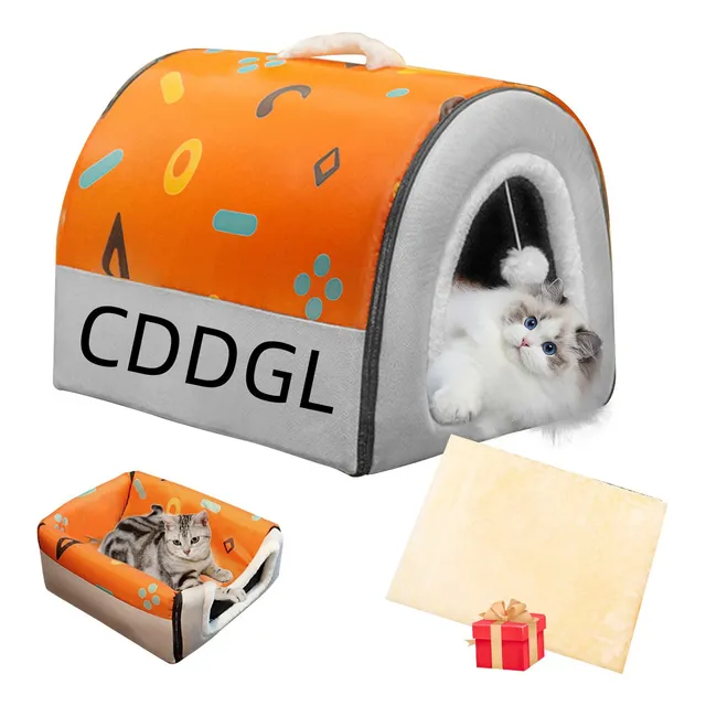 Cddgl Casa Para Perros Interior 2 En 1 Camas De Gato Plegables Con Cojín Extraíbles Que No Se Deslizan En La Cama Para Perros Casa Impermeable Gato Tibio Cueva Cueva Lecho