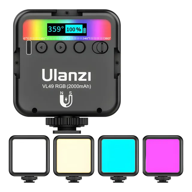 Luz Led Ulanzi Vl49 RGB Recargable 2500K 9000K Panel Led Fotografía Grabación Profesional Práctica Fácil Uso Multifuncional Diferentes Tipos Escenario Instagram Tiktok Twitch YouTube Facebook Lives