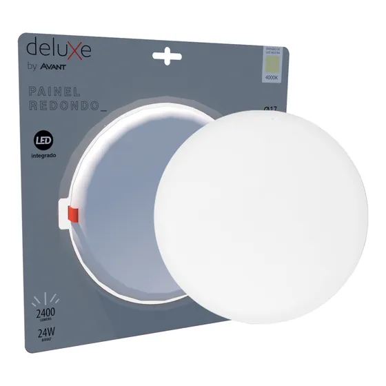 Kit 5 Paineis Led Flat 24w Embutir Redondo 4000k- Avant