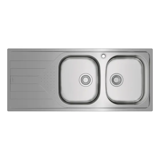 Tarja Teka Universe 80 T-xp 2b 1d Izq Empotre Acero Inox Color Gris