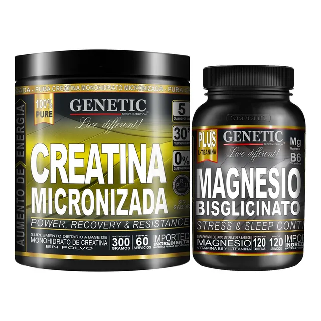 120 Días Magnesio Bisglicinato Creatina Micronizada Genetic