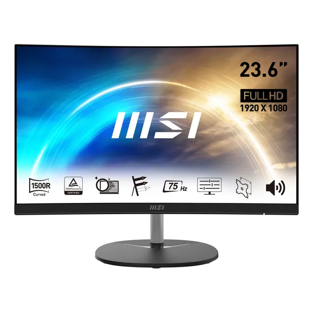 Monitor Msi Pro 23.6p Curvo 75hz Full Hd, Color Negro