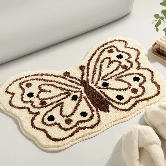 Truedays Alfombra Baño Suave Diseño Mariposa Antideslizante