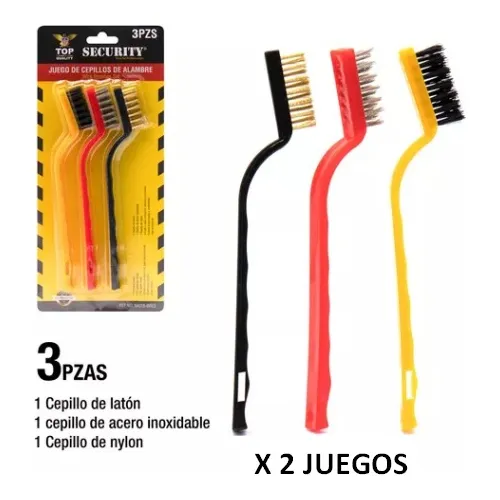 Juego De Cepillos De Alambre  3 Piezas Security X 2 Juegos
