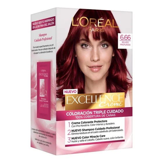 Tinta Excellence Excellence Creme tono 6.66 rojizo profundo para cabello