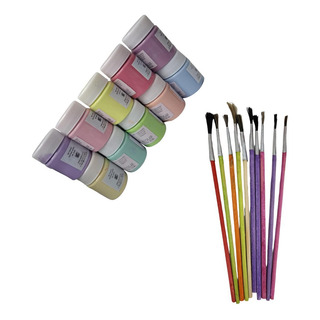 Kit De Frascos De Pintura Pastel Con 30 Pinceles Economicos. Kit De Frascos De Pintura Pastel Con 30 Pinceles Economicos.