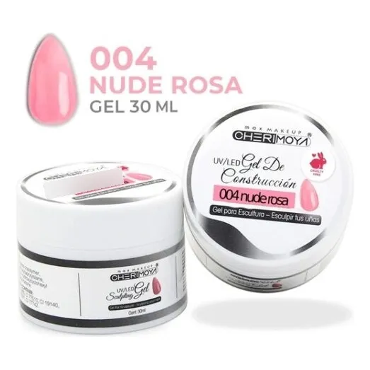 Gel De Construccion Uv/led Cherimoya 30g Uñas Esculpidas Color 004 Nude Rosa