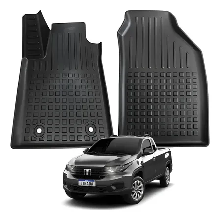 Tapete Borracha Borda Alta Nova Fiat Strada 2020 A 2026 Cabine Simples / Plus