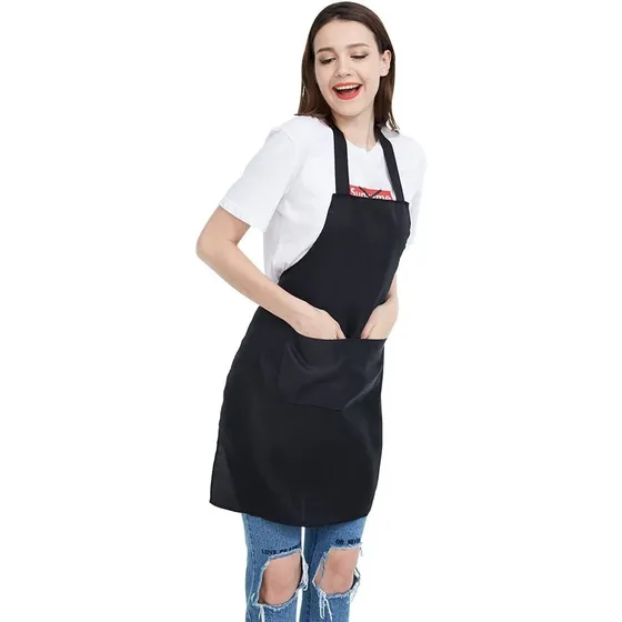 Delantal Profesional Ajustable Chef Mesero Con 2 Bolsillos Color Negro