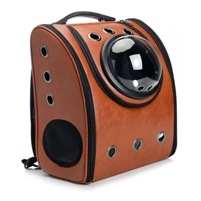 Morral Burbuja Tipo Cuero Para Gatos Aeropuerto