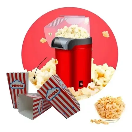 Pipoqueira Elétrica Vermelha Sem Óleo 1200W Compacta