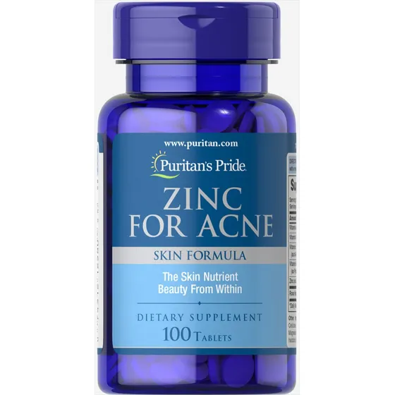 Suplemento Puritan's Pride Zinc Para El Acné, 100 Tabletas