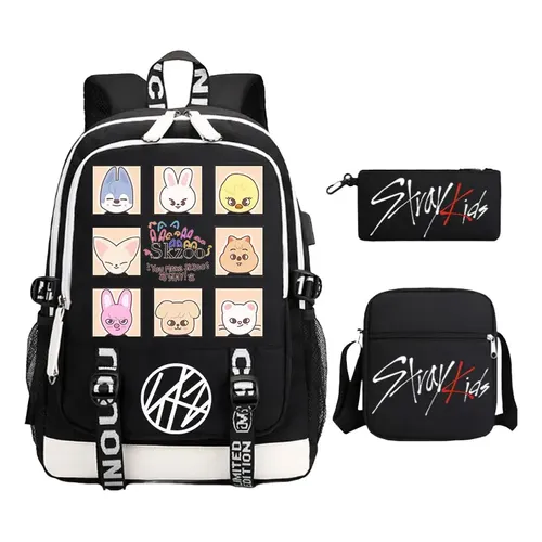 Mochila Bolsa Wolf Chan Skzoo Stray Kids Cartoon Stay 25cm