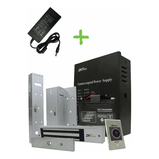 Zkteco Kit Para Control De Acceso Access Control Accessory Kit / Acakit 1 Botón De Salida + 1 Cerradura Electromagnética + 1 Fuente De Alimentación Ininterrumpida + 1 Batería De Respaldo + Soporte Zl