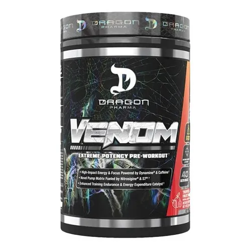 Pre Entreno Dragon Pharma Venom 40 Servs Extrema Potencia Sabor Tropical Fruit Punch