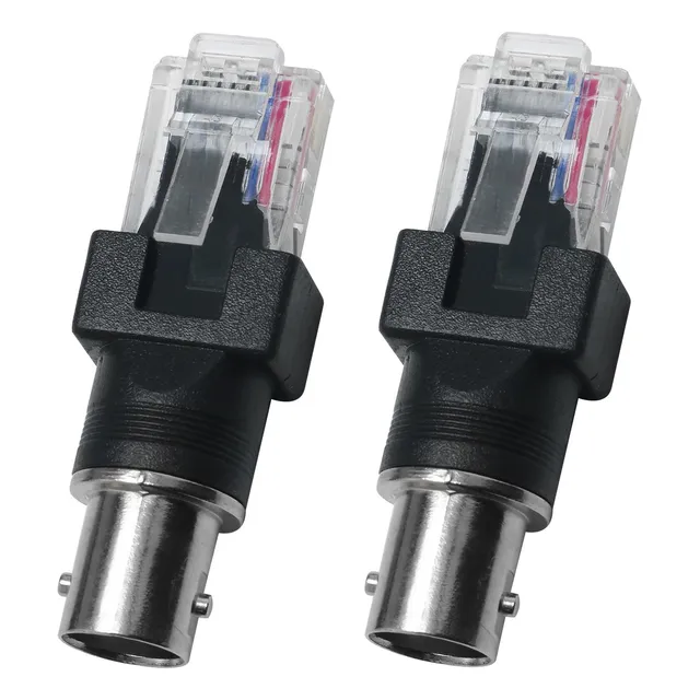2 Unids Bnc Rj45 Ethernet Adaptador Red Cabeza Cristal Macho
