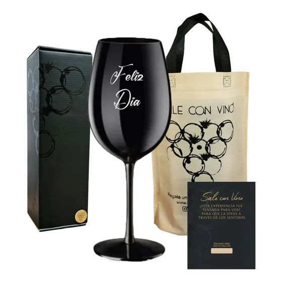 Box Estuche Copa Negra X1 Grabado Personalizado Regalo