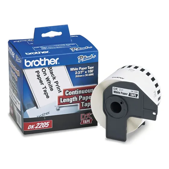 Etiqueta Blanca Papel Brother Dk2205 62 Mm De Ancho X 30.4mt | Cuotas sin interés