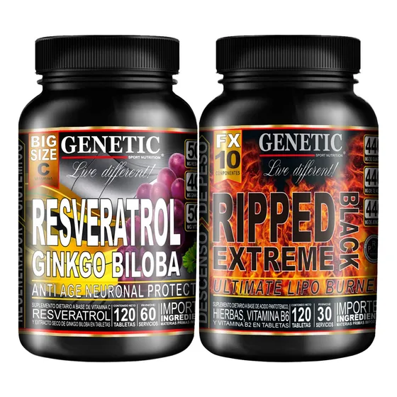N1 Antiox Resveratrol Ginkgo Quemagrasa Ripped Black Genetic