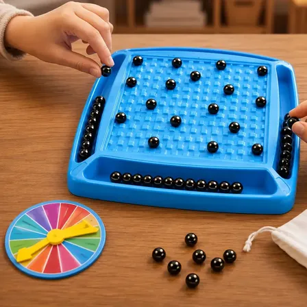 Jogo Magnético de Estratégia com Esferas e Ímãs, Tabuleiro Educativo de Raciocínio Lógico, Concentração e Desafio para Crianças, Adultos e Família.d