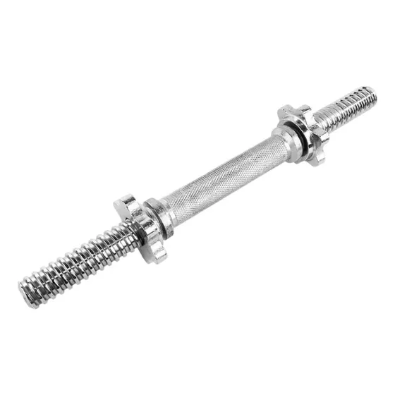 Barra Mancuerna Metalica 35cm Cromada Plateado