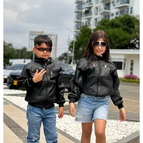 Chaqueta Para Niños Semicuero E Impermeable Importada