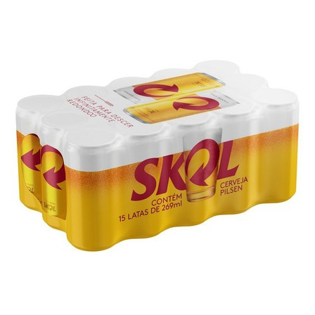 Cerveja Skol Pilsenloira lata 269ml 15 u Cerveja Skol Pilsenloira lata 269ml 15 u