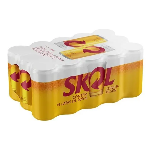 Cerveja Skol Pilsenloira lata 269ml 15 u