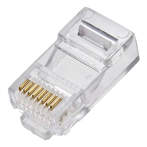 Conector De Passagem Macho Para Cabo Sólido 8 Vias Rj45 Cat6