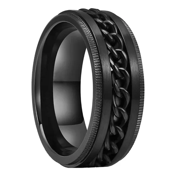 Anel Masculino Aço Inox Corrente Spinner Antiestresse