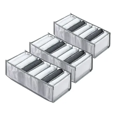3 Caixas De Armazenamento Com 7 Compartimentos, 36 × 17 × 12 Cinza