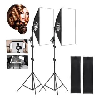 Kit Par 2 Soft Box EstĂșdio Luz Continua Soquete E27 TripĂ© 2m Kit Par 2 Soft Box EstĂșdio Luz Continua Soquete E27 TripĂ© 2m