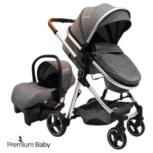 Coche New Mike Lux Gris Travel System 3 En 1 Premium Baby Color del chasis Plateado