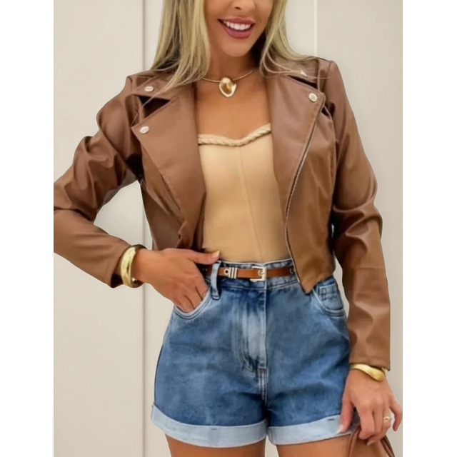 Jaqueta Feminina Courinho Com Zíper Gola Polo Jaqueta Feminina Courinho Com Zíper Gola Polo