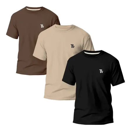 Kit 3 Camisetas Básicas Masculina Slim Algodão T01 TRW