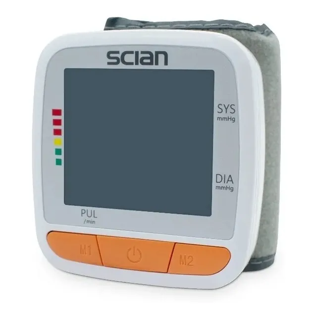 Baumanómetro Digital Scian Para Muñeca Con 90 Memorias Para Dos Usuarios Color Blanco con Naranja