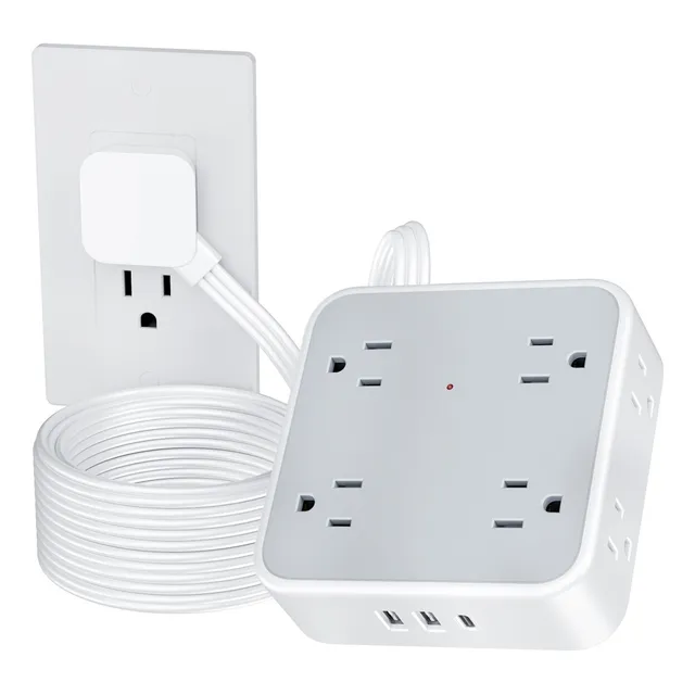 Regleta Multicontacto Extension Electrica 8 Salidas y 3 Usb 1 Tipo C Cable de 1.5m 10a TS-1026-C-GRL-Q