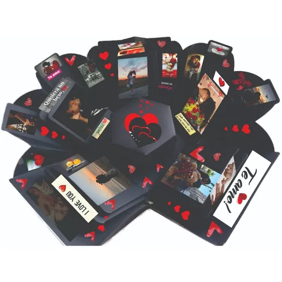 Caja Regalo Sorpresa Explosiva Corazón Con Fotografías