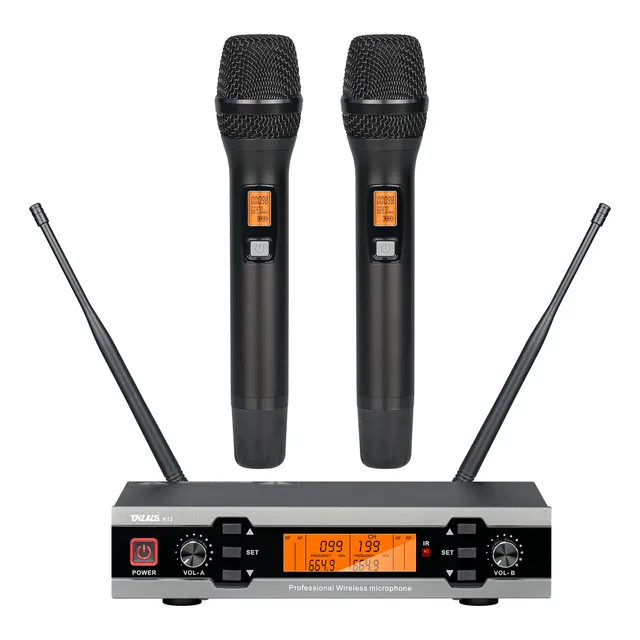 Tklbls  K12 Microfone 2 Canales Dinâmico Karaokê Uhf Metal