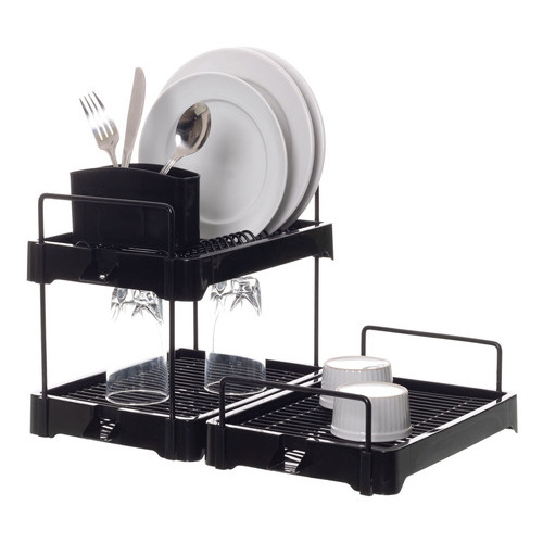 Escorredor de Louça Grande Cozinha Triplo Cor Preto Escorredor de Louça Grande Cozinha Triplo Cor Preto