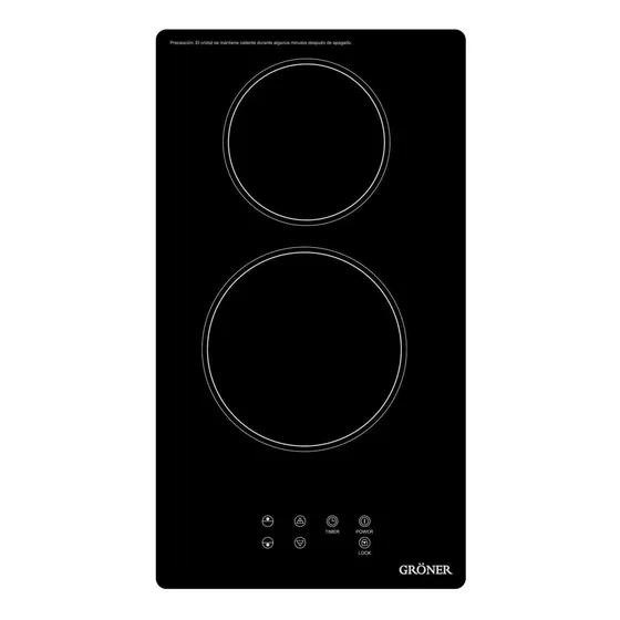 Encimera Vitrocerámica Gröner Touch Black 2q Color Negro
