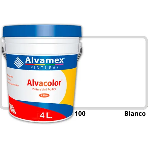 Pintura Vinilica Mate 4 Litros Alvacolor 4 Años Galón Int/ex Color Blanco