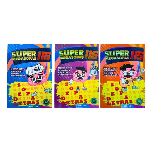Pack 3 Pasatiempos Con 115 Sopas De Letras | Megasopas