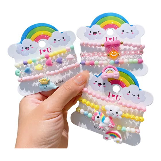 Kit 12 Pulseira Infantil Elástico Colorida Miçangas Crianças