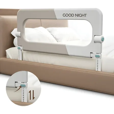 Grade Proteção Cama Box Bebe Idoso Criança Altura Ajustável Cinza