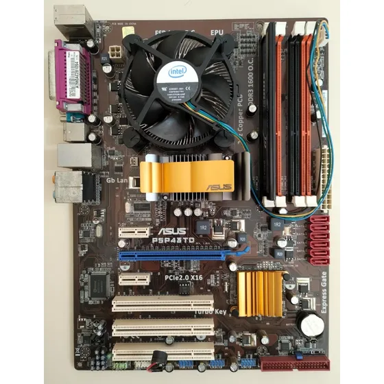Kit Placa Mãe Asus P5p43td 775 Core2quad 2.66 2gb Ddr3 Leia*