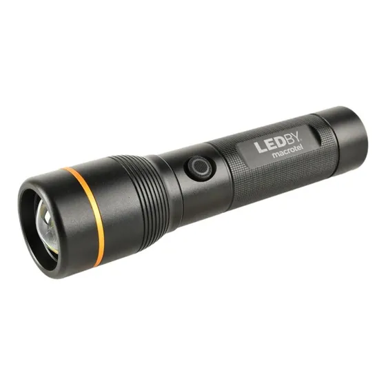 Linterna Led Táctica Recargable 1600lm Macrotel Lb-fl8032 Linterna Negro Luz Blanco
