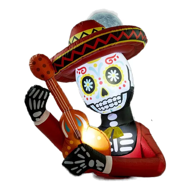 Calavera Inflable Con Guitarra Para Exterior 122cm Alto Luz